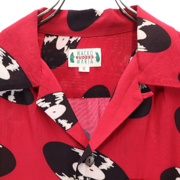 WACKO MARIA Rayon Record Print Aloha Shirt Red Size M