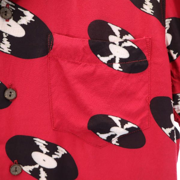 WACKO MARIA Rayon Record Print Aloha Shirt Red Size M