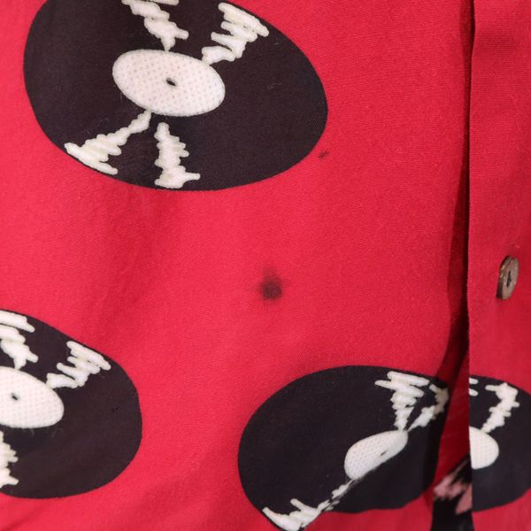 WACKO MARIA Rayon Record Print Aloha Shirt Red Size M