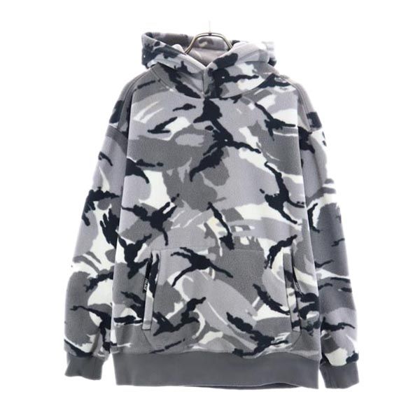 PALACE Back Logo Camo Fleece Pullover Hoodie Gray Size L