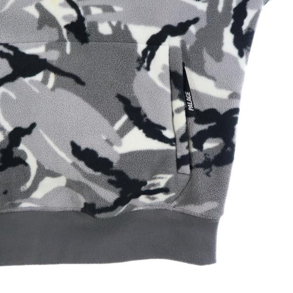 PALACE Back Logo Camo Fleece Pullover Hoodie Gray Size L