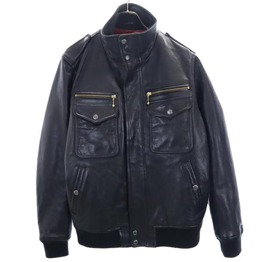 AVIREX Sheepskin Leather Jacket Black Size M