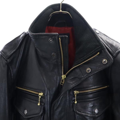 AVIREX Sheepskin Leather Jacket Black Size M