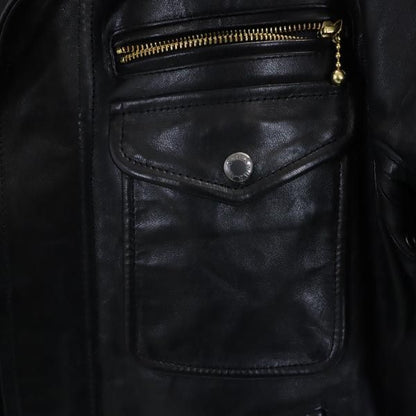 AVIREX Sheepskin Leather Jacket Black Size M