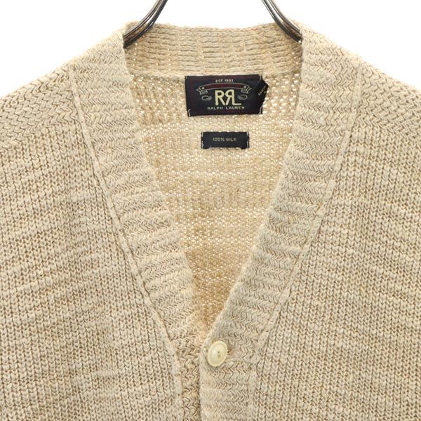 RRL 100% Silk Long Sleeve V-Neck Knit Cardigan Beige Size S