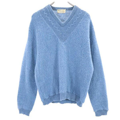 Sears 60s 70s Mohair V-Neck Sweater Blue Size L