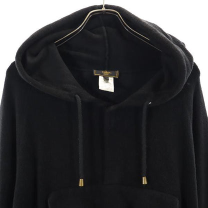FENDI Italian Long Sleeve Fleece Hoodie Black Size 50