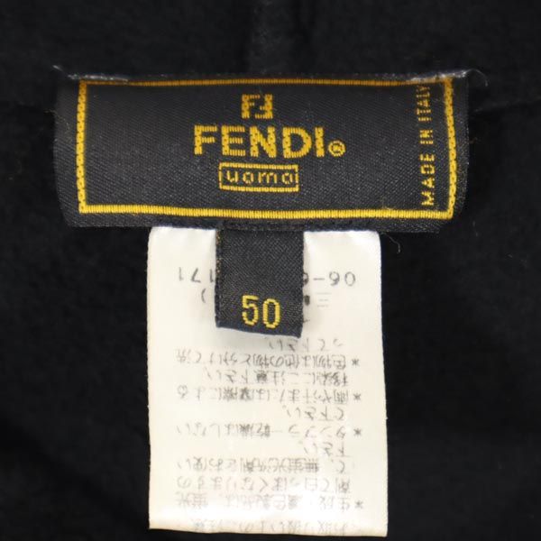 FENDI Italian Long Sleeve Fleece Hoodie Black Size 50