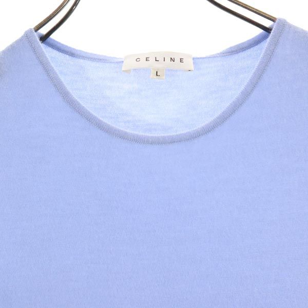 CELINE Italian Made Cashmere Blend Knit Vest Blue Size L