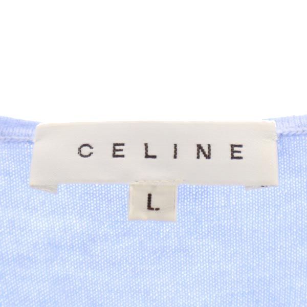 CELINE Italian Made Cashmere Blend Knit Vest Blue Size L