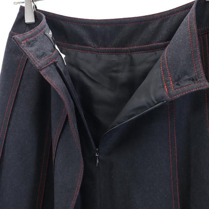 CHANEL French Midi Pleated Skirt Dark Navy Size 36