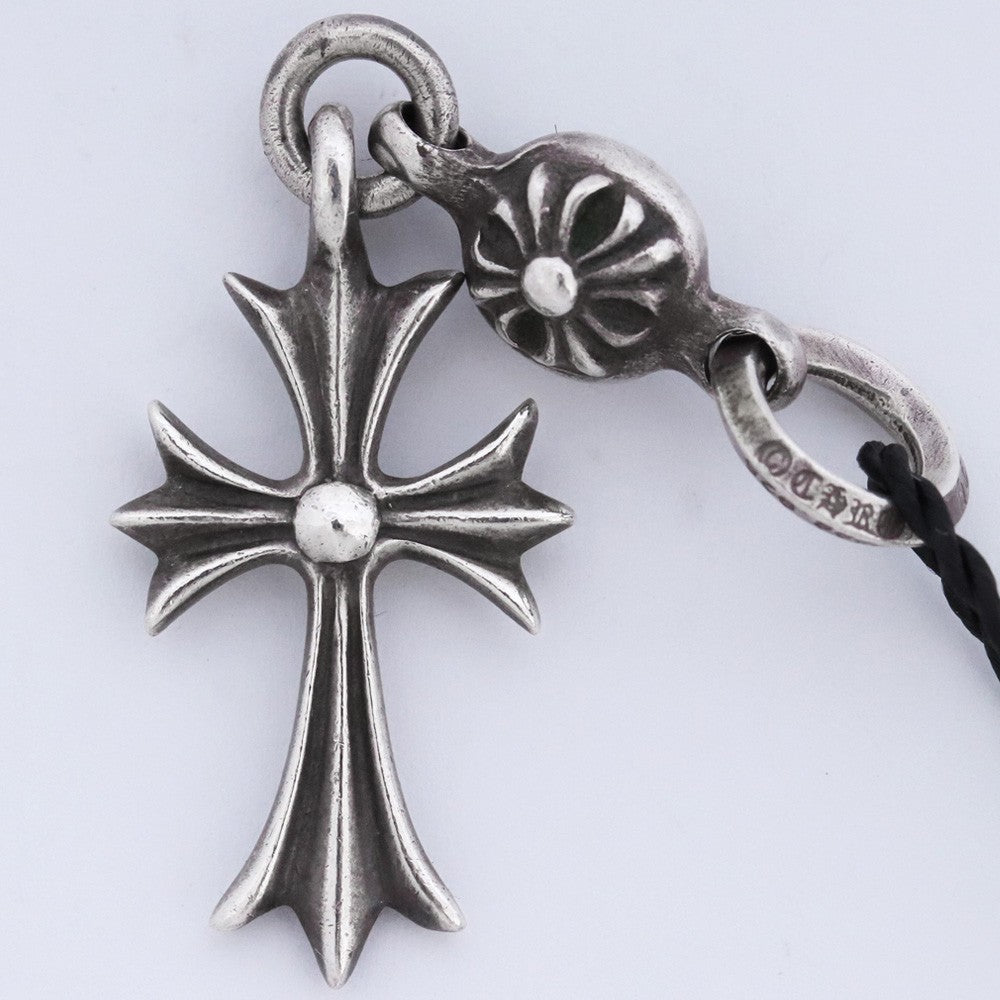 CHROME HEARTS 1 Ball Tiny CH Cross Pendant Silver Size F