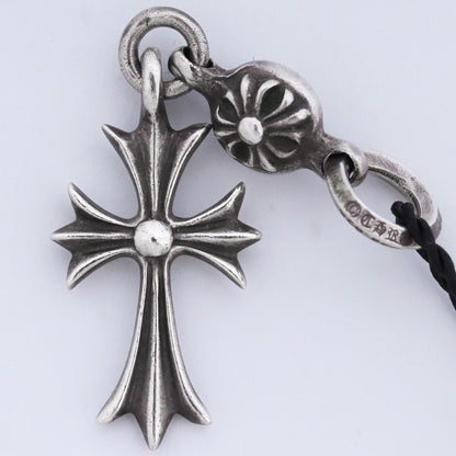 CHROME HEARTS 1 Ball Tiny CH Cross Pendant Silver Size F