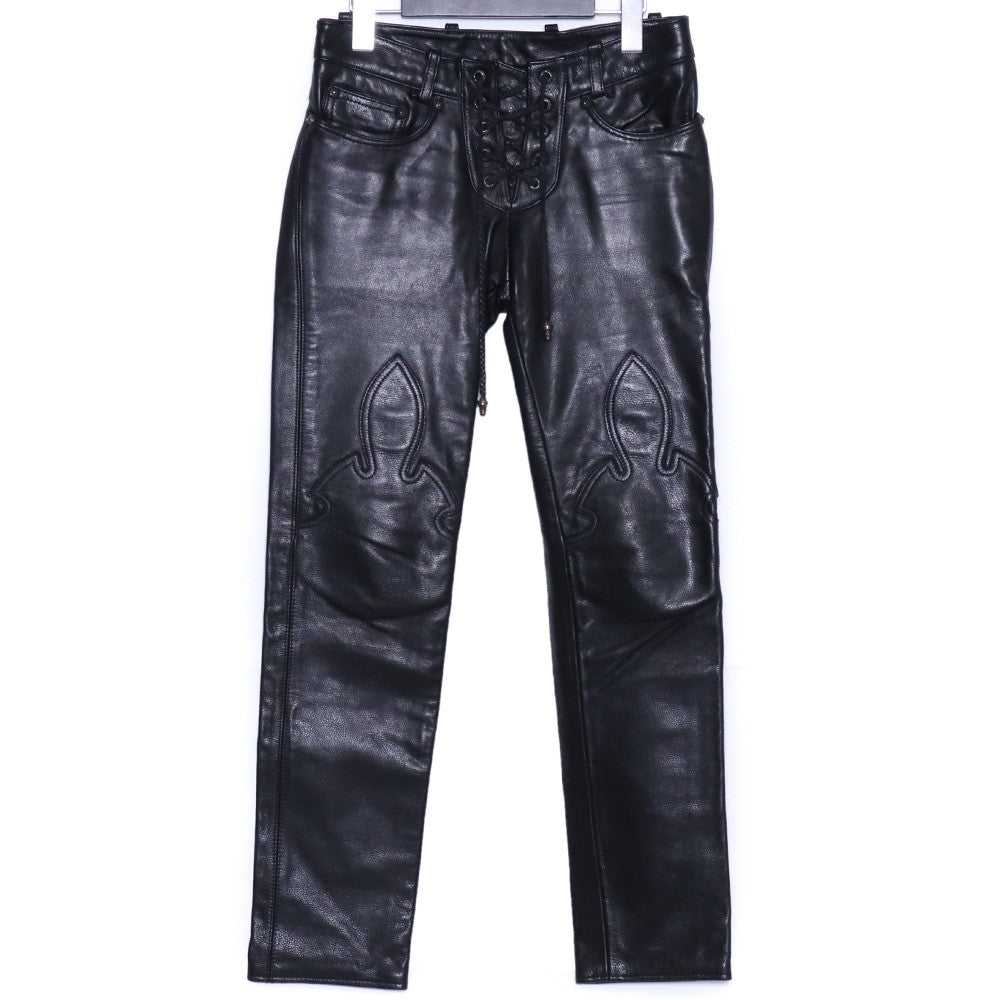 CHROME HEARTS Fleur Knee Lace-Up Leather Pants Size 24R1