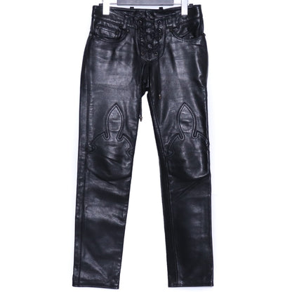 CHROME HEARTS Fleur Knee Lace-Up Leather Pants Size 24R1