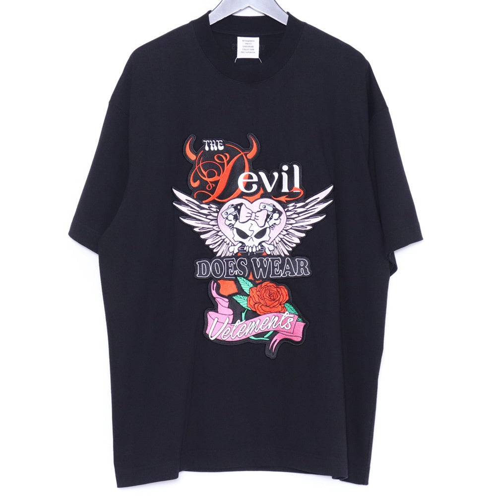 VETEMENTS Devil Wears Patched T-Shirt Black Size XS