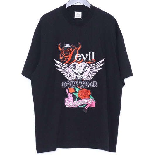 VETEMENTS Devil Wears Patched T-Shirt Black Size XS
