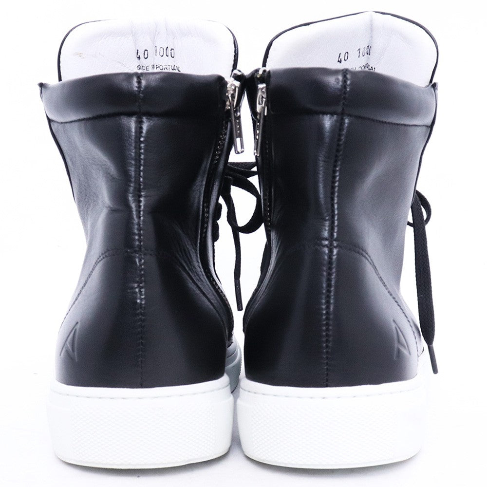 AMB KIPS Leather Side Zip High-Top Sneakers Black Size EU 40