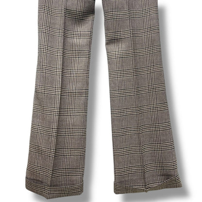 ERNEST W. BAKER CUFFED 70s Check Trousers Brown Size XS