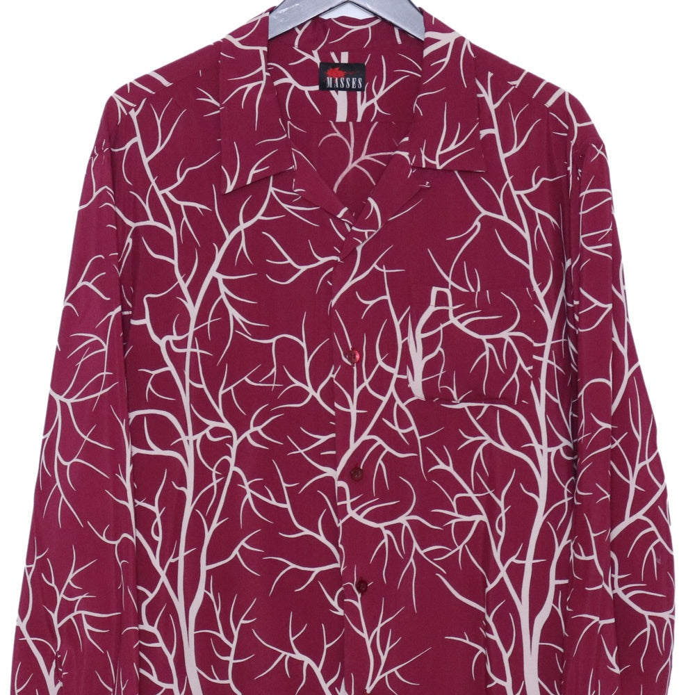 MASSIS Rayon Hawaiian Long Sleeve Button-Up Shirt Size M