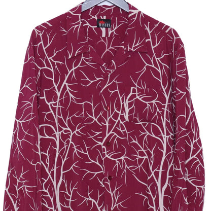 MASSIS Rayon Hawaiian Long Sleeve Button-Up Shirt Size M