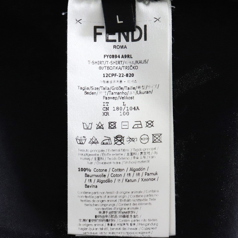 FENDI Logo Label Cotton T-Shirt Black Size L