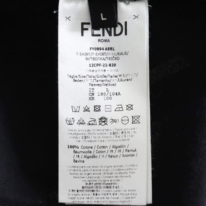 FENDI Logo Label Cotton T-Shirt Black Size L