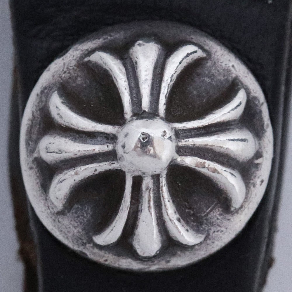 Chrome Hearts Black Leather Cross Ball Belt Loop Size F