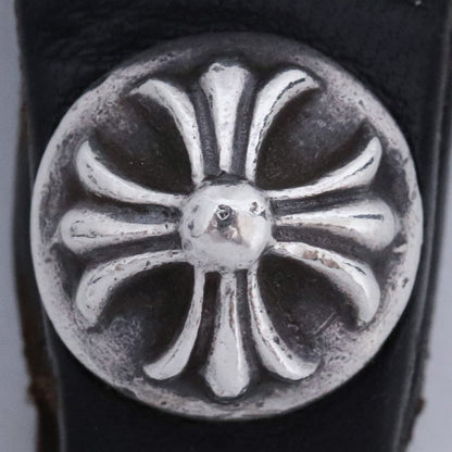 Chrome Hearts Black Leather Cross Ball Belt Loop Size F