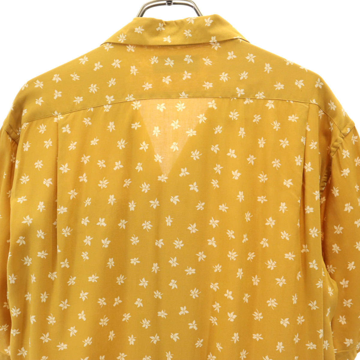 SAINT LAURENT Made in Italy Floral Open Collar Ochre Shirt Size 38