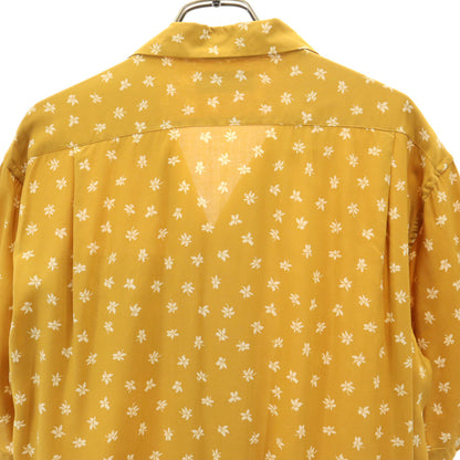 SAINT LAURENT Made in Italy Floral Open Collar Ochre Shirt Size 38