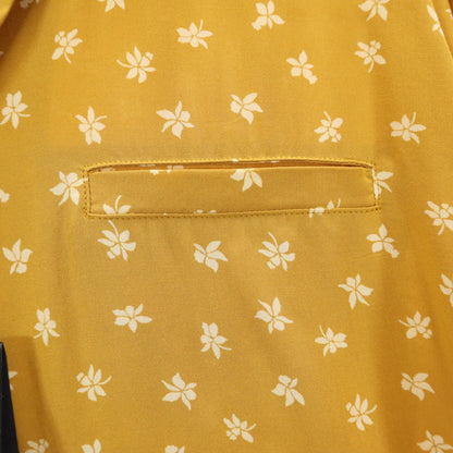 SAINT LAURENT Made in Italy Floral Open Collar Ochre Shirt Size 38