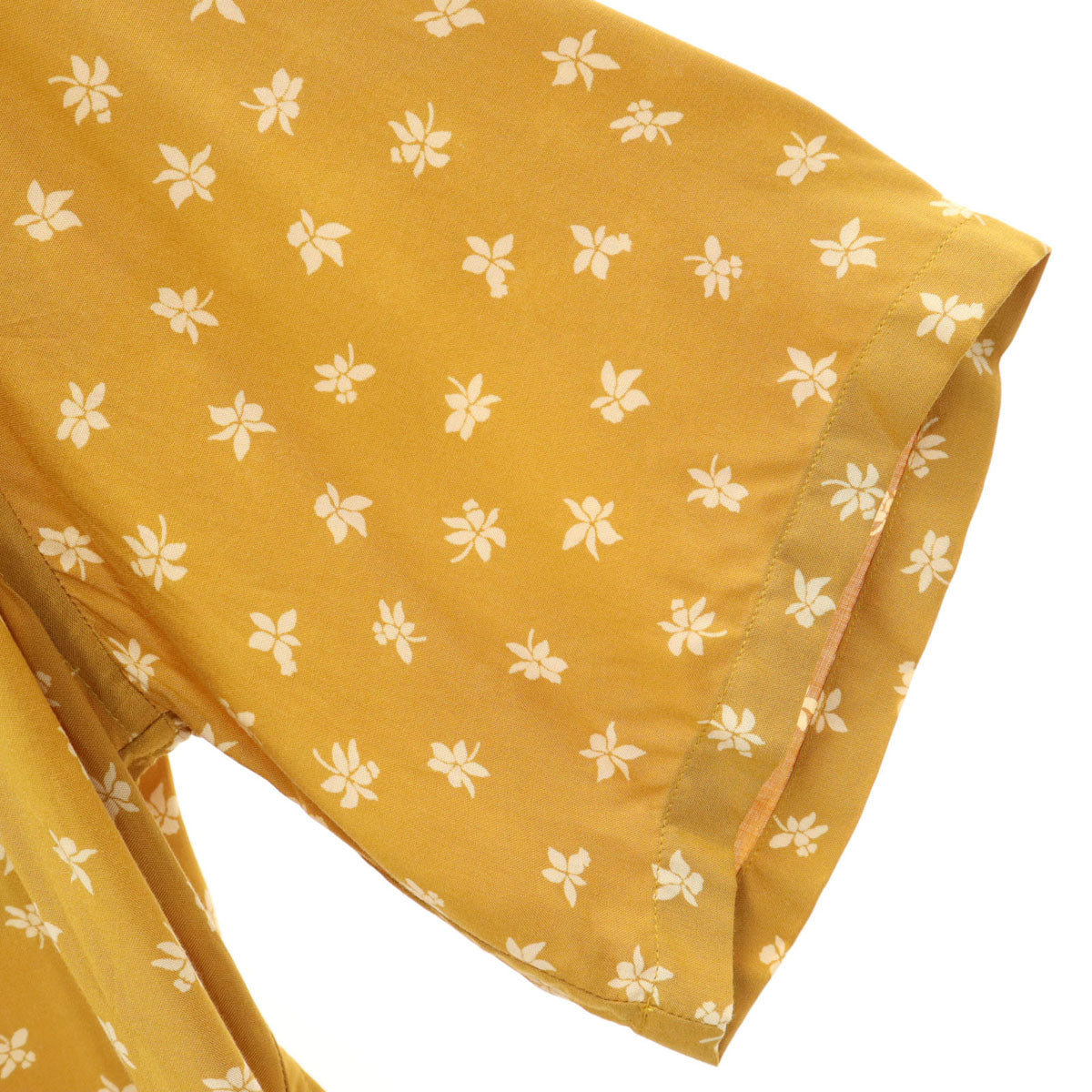 SAINT LAURENT Made in Italy Floral Open Collar Ochre Shirt Size 38