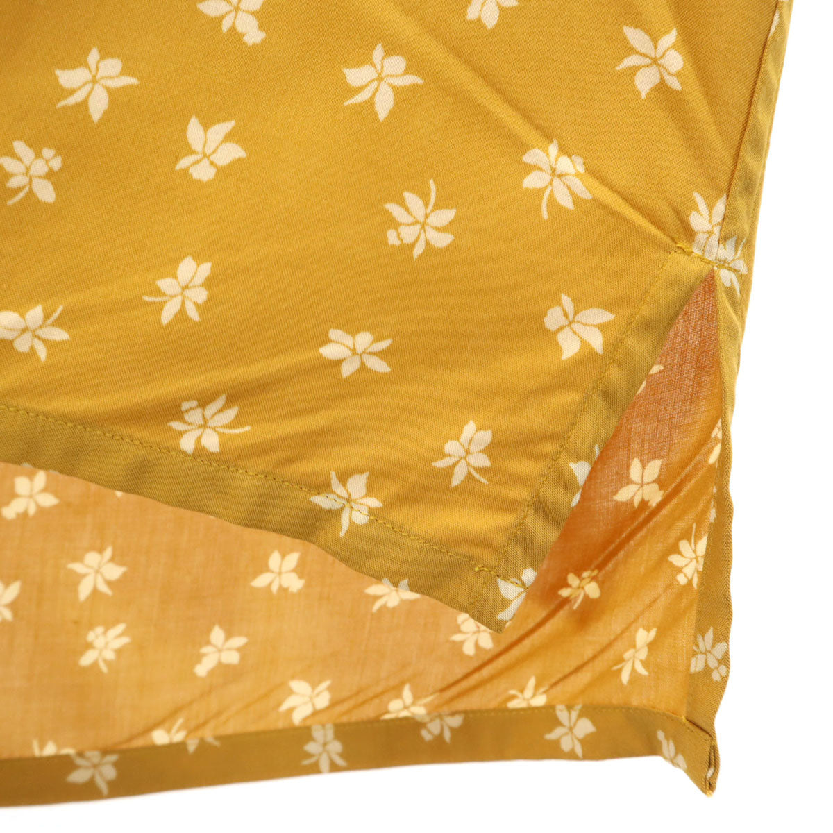 SAINT LAURENT Made in Italy Floral Open Collar Ochre Shirt Size 38