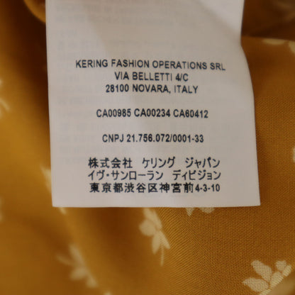 SAINT LAURENT Made in Italy Floral Open Collar Ochre Shirt Size 38