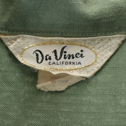 Davinci 60s 70s Vintage Open Collar Shirt Green Size L