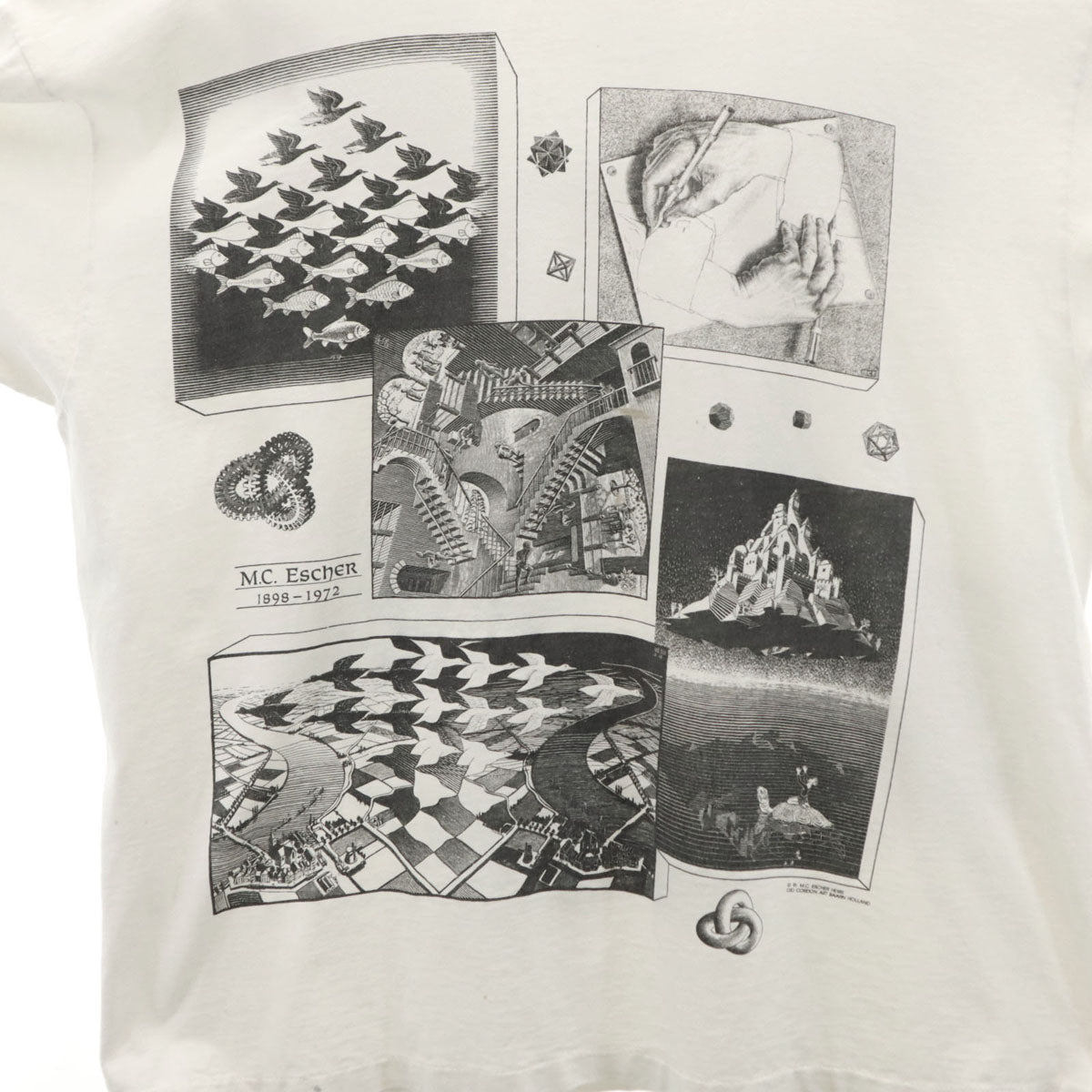 ANDAZIA 90s USA Made M.C. Escher Print T-Shirt White Size XL