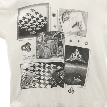 ANDAZIA 90s USA Made M.C. Escher Print T-Shirt White Size XL