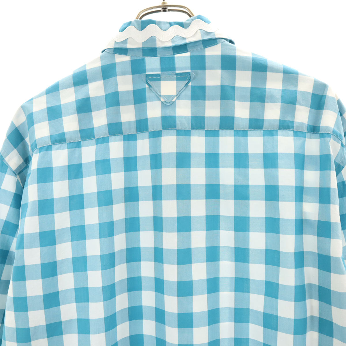 PRADA Italian Gingham Check Cotton Shirt White Size 42