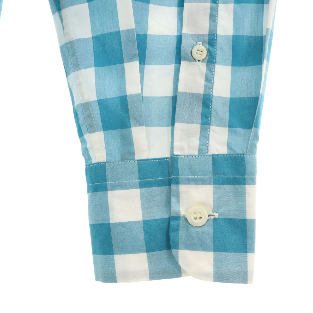 PRADA Italian Gingham Check Cotton Shirt White Size 42