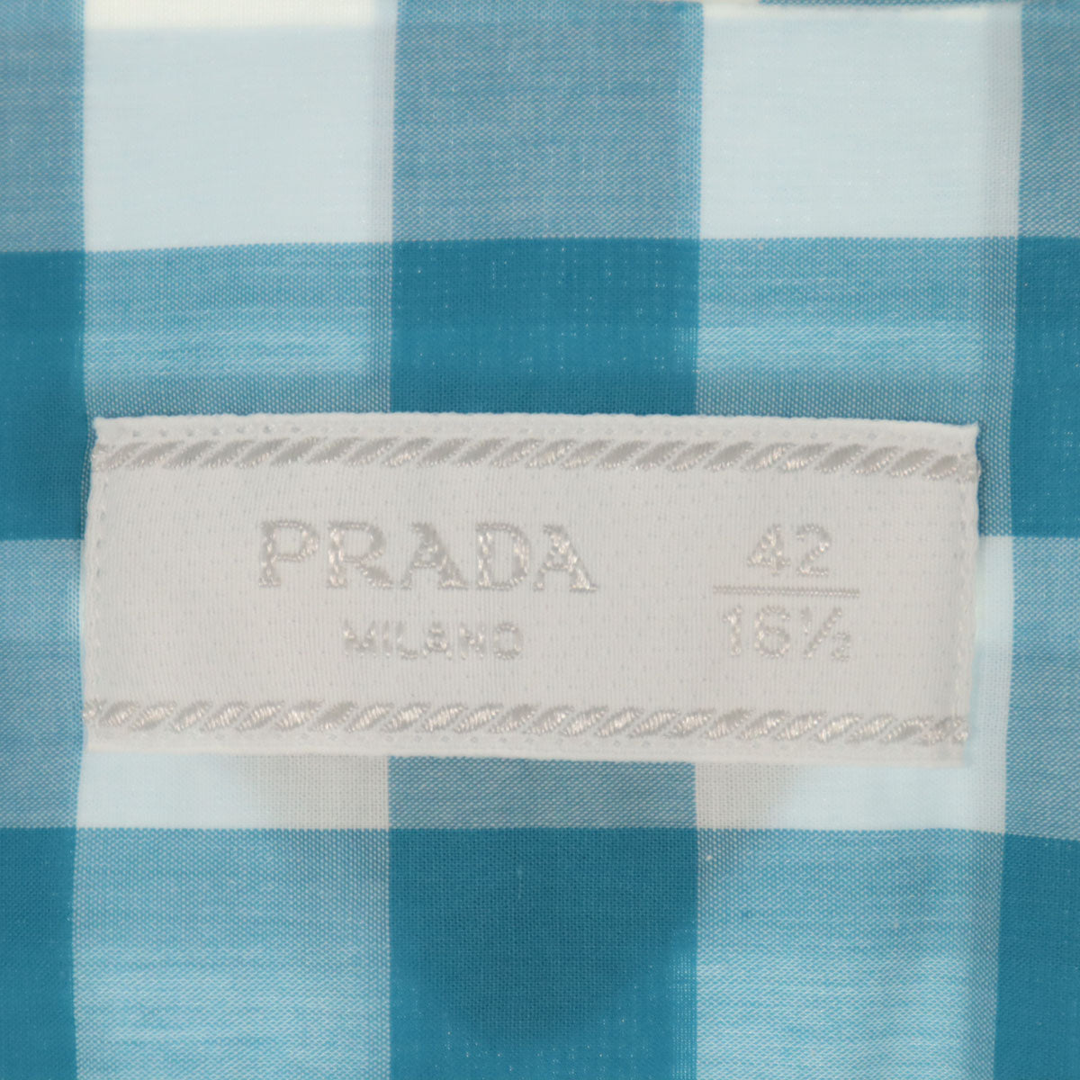 PRADA Italian Gingham Check Cotton Shirt White Size 42