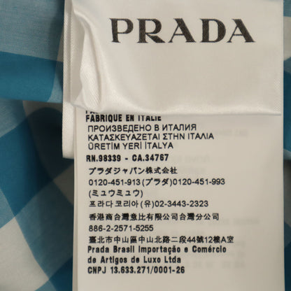 PRADA Italian Gingham Check Cotton Shirt White Size 42