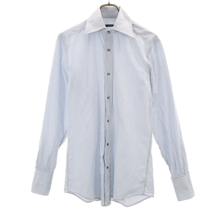 GUCCI Italian Made Striped Cotton Long Shirt White Size 38