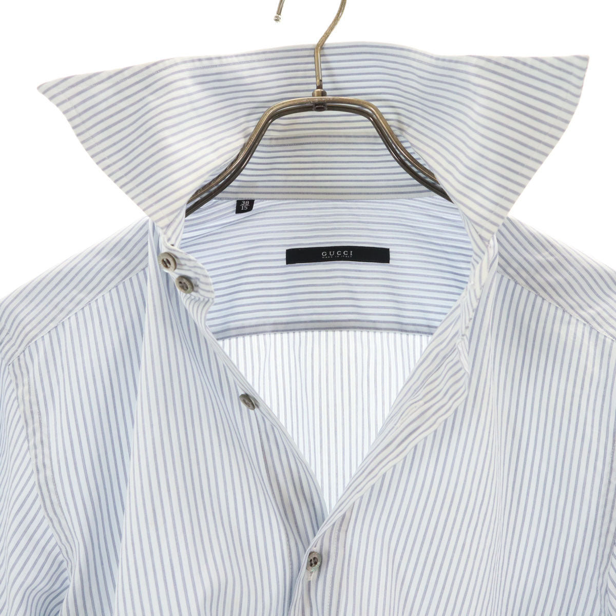 GUCCI Italian Made Striped Cotton Long Shirt White Size 38