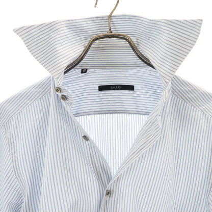 GUCCI Italian Made Striped Cotton Long Shirt White Size 38