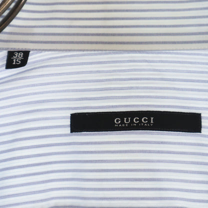 GUCCI Italian Made Striped Cotton Long Shirt White Size 38