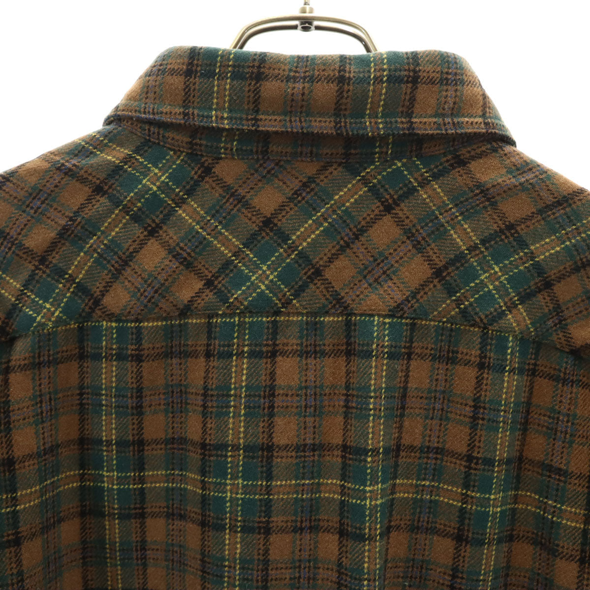 MONCLER Long Sleeve Half-Zip Flannel Shirt Brown Size L