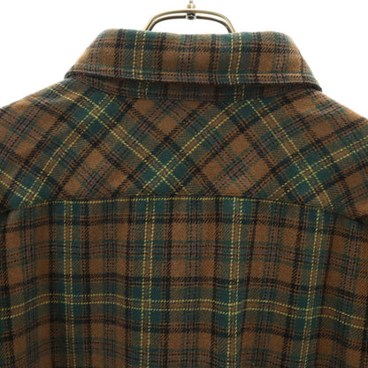 MONCLER Long Sleeve Half-Zip Flannel Shirt Brown Size L