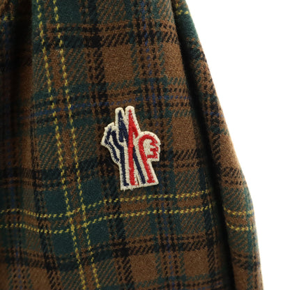 MONCLER Long Sleeve Half-Zip Flannel Shirt Brown Size L
