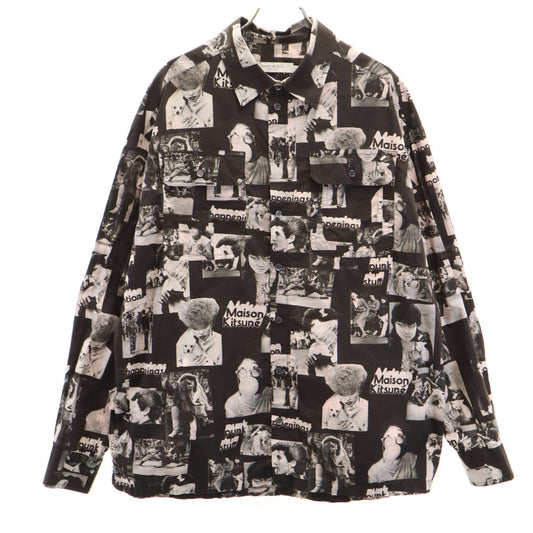 MAISON KITSUNE Photo Print Long Sleeve Shirt Black Size M